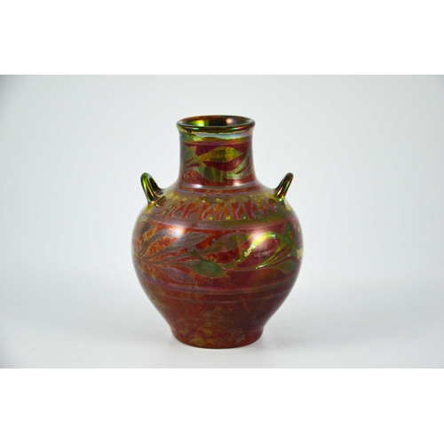 1315 - Richard Joyce (attributed) for Pilkington, a small Royal Lancastrain lustre vase, circa 1920, twin h... 