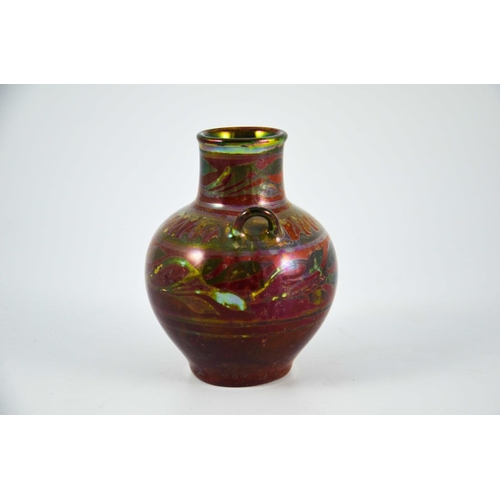 1315 - Richard Joyce (attributed) for Pilkington, a small Royal Lancastrain lustre vase, circa 1920, twin h... 