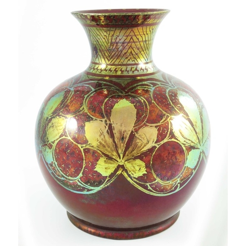 1316 - Gladys Rogers for Pilkington, a Royal Lancastrian lustre vase, circa 1920, ovoid form with flared ne... 