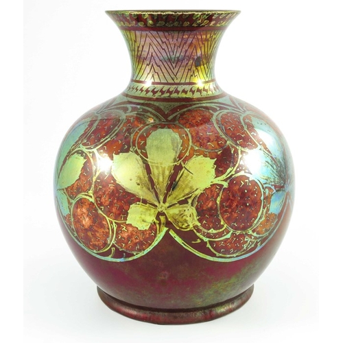 1316 - Gladys Rogers for Pilkington, a Royal Lancastrian lustre vase, circa 1920, ovoid form with flared ne... 