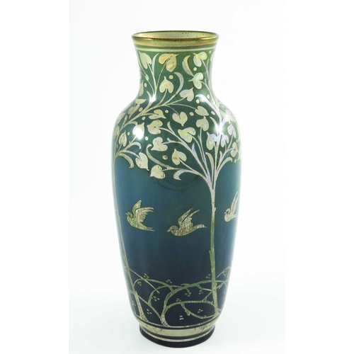 1318 - Gordon Forsyth for Pilkington, a Royal Lancastrian lustre vase, 1910, shouldered form with elongated... 