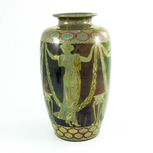 1319 - Walter Crane and Richard Joyce for Pilkington, a Royal Lancastrian lustre 'Figures Ogee' vase, circa... 