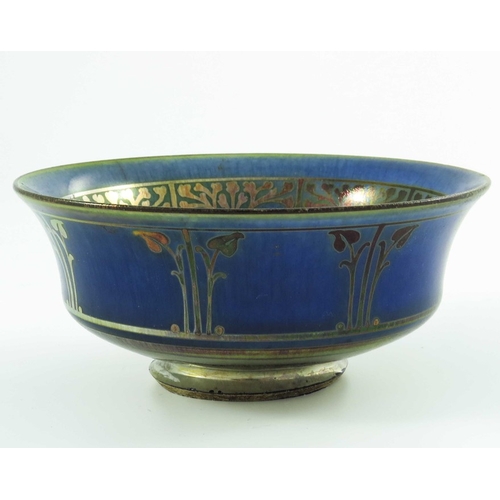 1320 - Jessie Jones for Pilkington, a Royal Lancastrian lustre bowl, circa 1912, squat waisted form, painte... 