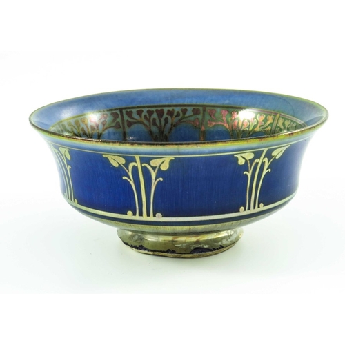 1320 - Jessie Jones for Pilkington, a Royal Lancastrian lustre bowl, circa 1912, squat waisted form, painte... 