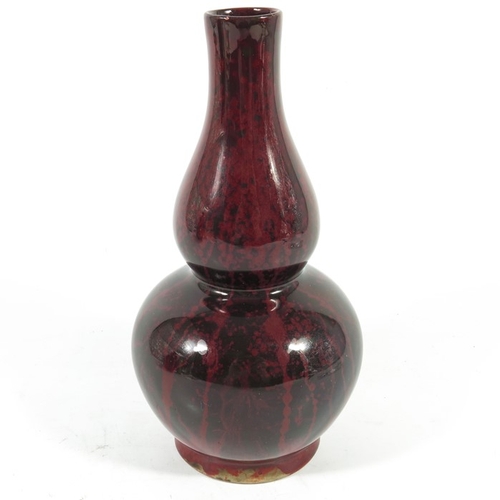 1326 - A Howsons art pottery vase, circa 1910, double gourd form, marbled flambe glaze, printed mark, 18.5c... 