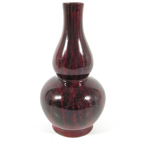 1326 - A Howsons art pottery vase, circa 1910, double gourd form, marbled flambe glaze, printed mark, 18.5c... 