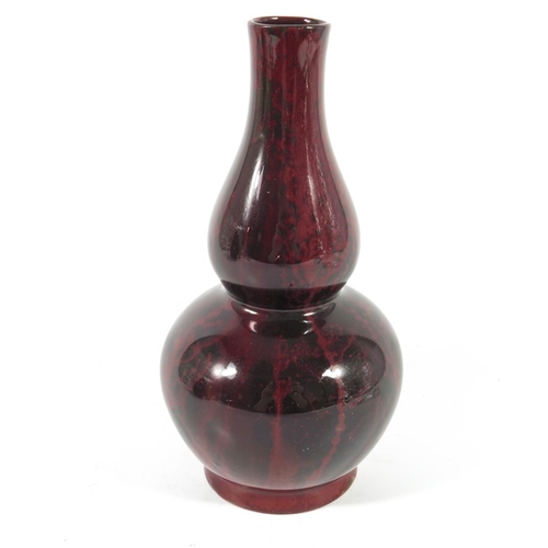 1326 - A Howsons art pottery vase, circa 1910, double gourd form, marbled flambe glaze, printed mark, 18.5c... 