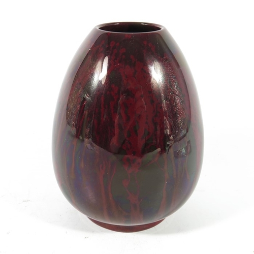 1327 - A Howsons art pottery vase, circa 1912, ovoid egg form, marbled flambe glaze, incised mark and date,... 