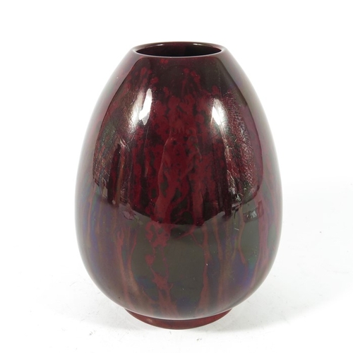 1327 - A Howsons art pottery vase, circa 1912, ovoid egg form, marbled flambe glaze, incised mark and date,... 