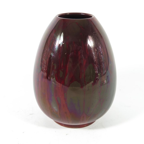 1327 - A Howsons art pottery vase, circa 1912, ovoid egg form, marbled flambe glaze, incised mark and date,... 