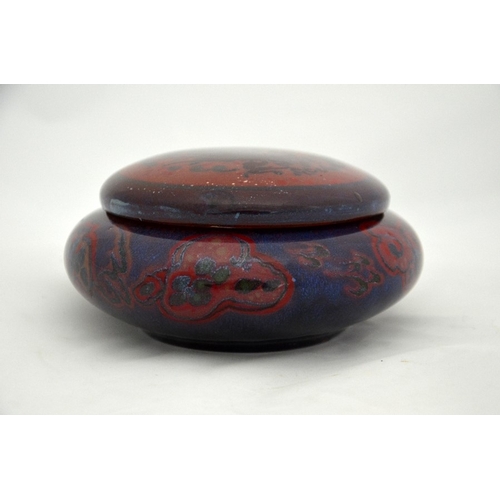 1336 - A Royal Doulton Sung lidded bowl, with Dragon motif, 7.5cm high, 14cm diameter