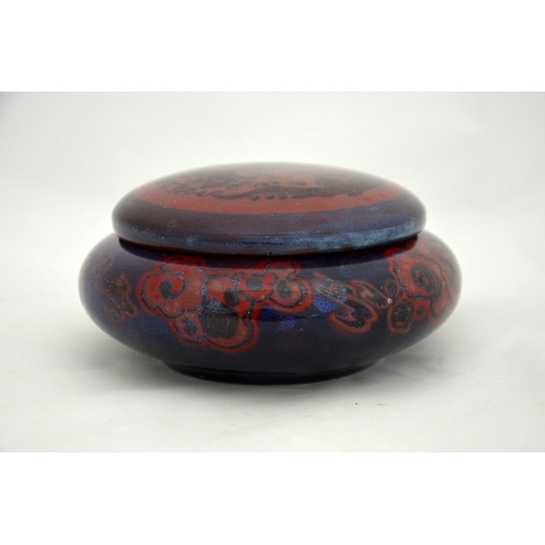 1336 - A Royal Doulton Sung lidded bowl, with Dragon motif, 7.5cm high, 14cm diameter