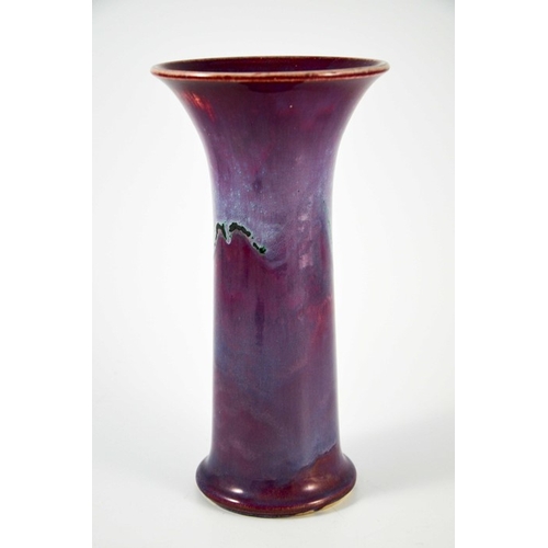 1353 - William Howson Taylor for Ruskin, a large high fired vase, 1932, waisted trumpet form, purple glazed... 