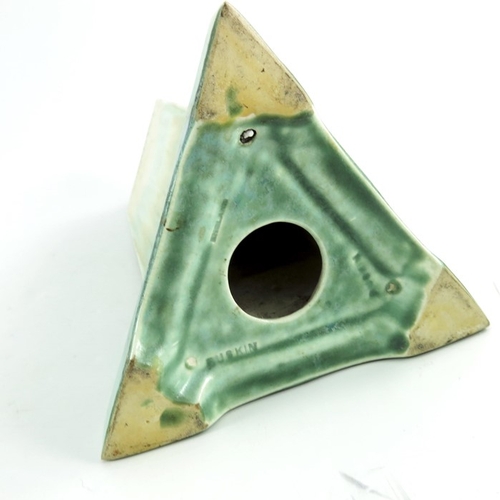 1360 - A Ruskin Crystalline glazed lamp base, circa 1930, straight sided stepped triangular form, impressed... 