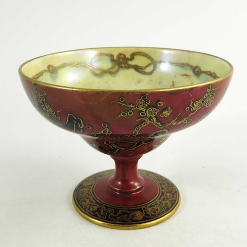 1365 - Daisy Makeig Jones for Wedgwood, a Firbolgs Fairyland lustre Melba cup, Z5200, pedestal ogee form, g... 