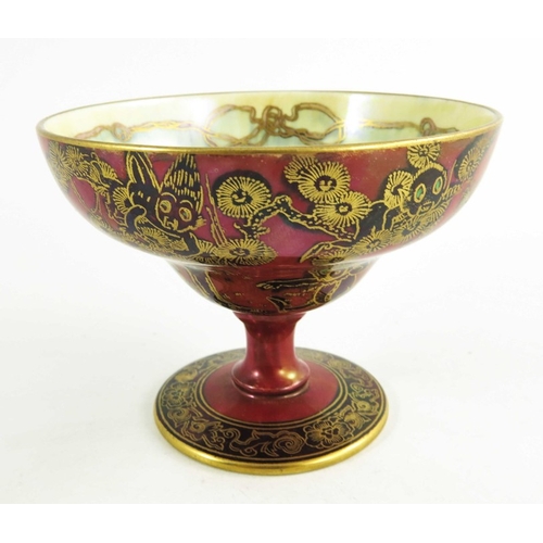 1365 - Daisy Makeig Jones for Wedgwood, a Firbolgs Fairyland lustre Melba cup, Z5200, pedestal ogee form, g... 