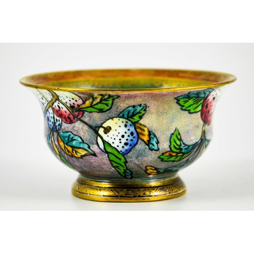 1366 - Daisy Makeig Jones for Wedgwood, a Fruit lustre bowl, footed form with everted rim, the exterior wit... 