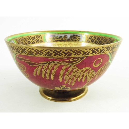 1370 - Daisy Makeig Jones for Wedgwood, a Daventry lustre bowl, Z5418, footed form with everted rim, printe... 