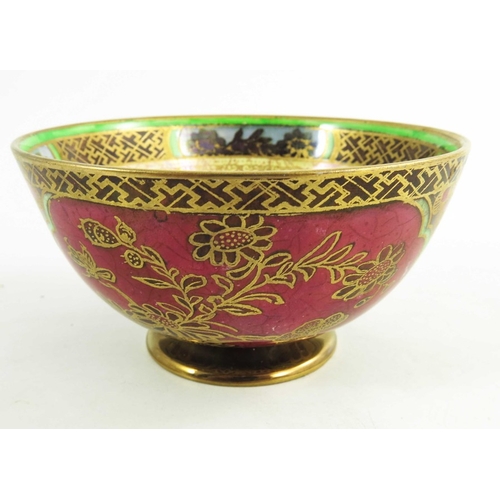 1370 - Daisy Makeig Jones for Wedgwood, a Daventry lustre bowl, Z5418, footed form with everted rim, printe... 