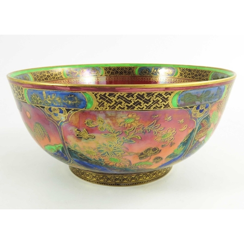 1373 - Daisy Makeig Jones for Wedgwood, a Flame Daventry lustre bowl, Z5413, Imperial form, gilt and incise... 