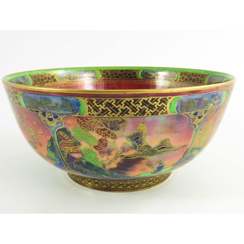 1373 - Daisy Makeig Jones for Wedgwood, a Flame Daventry lustre bowl, Z5413, Imperial form, gilt and incise... 