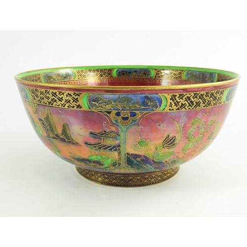 1373 - Daisy Makeig Jones for Wedgwood, a Flame Daventry lustre bowl, Z5413, Imperial form, gilt and incise... 