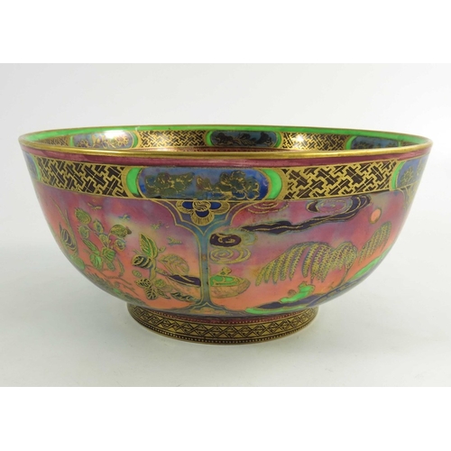 1373 - Daisy Makeig Jones for Wedgwood, a Flame Daventry lustre bowl, Z5413, Imperial form, gilt and incise... 