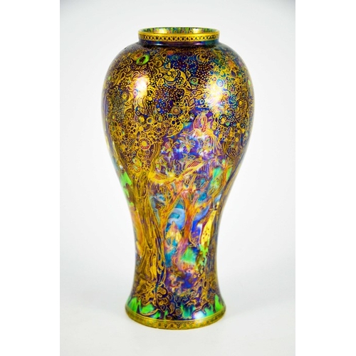 1384 - Daisy Makeig Jones for Wedgwood, a Fairyland lustre Jewelled Tree vase, Z4968, inverse baluster form... 