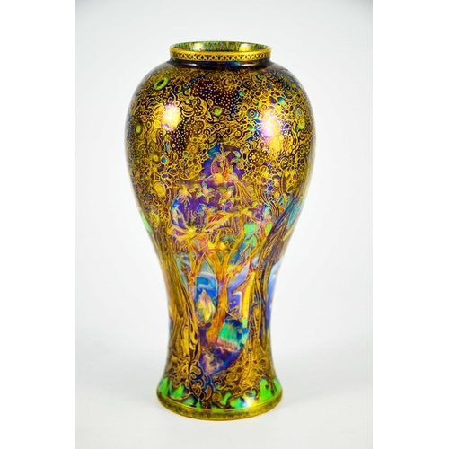 1384 - Daisy Makeig Jones for Wedgwood, a Fairyland lustre Jewelled Tree vase, Z4968, inverse baluster form... 