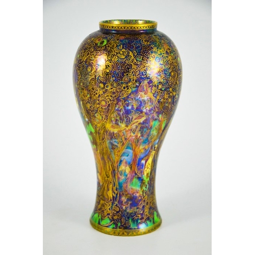 1384 - Daisy Makeig Jones for Wedgwood, a Fairyland lustre Jewelled Tree vase, Z4968, inverse baluster form... 