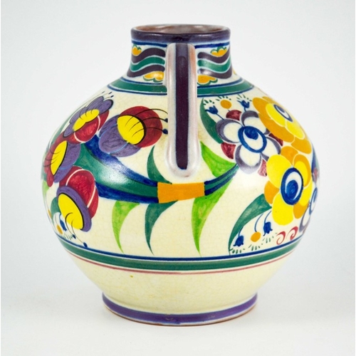 1390 - Carter, Stabler and Adams, a Poole YO twin handled vase, ovoid form, impressed marks, 18cm high