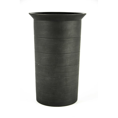 1397 - Nick Munro for Wedgwood, a black basalt cylinder vase, 1999, incised concentric ring decoration and ... 