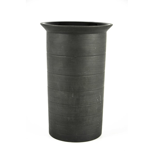 1397 - Nick Munro for Wedgwood, a black basalt cylinder vase, 1999, incised concentric ring decoration and ... 