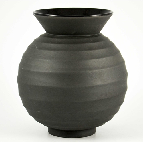 1398 - Nick Munro for Wedgwood, a black basalt vase, 1999, fluted spherical form with conical flared rim, p... 