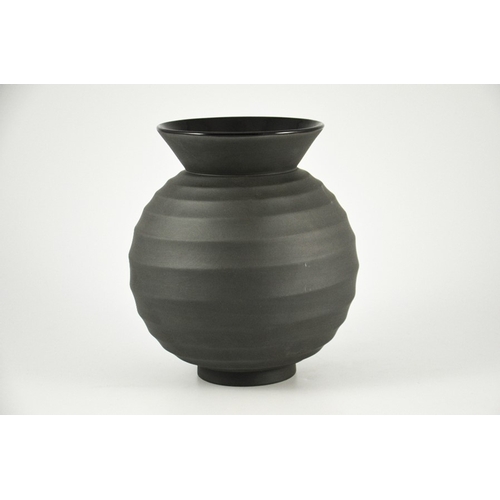 1398 - Nick Munro for Wedgwood, a black basalt vase, 1999, fluted spherical form with conical flared rim, p... 