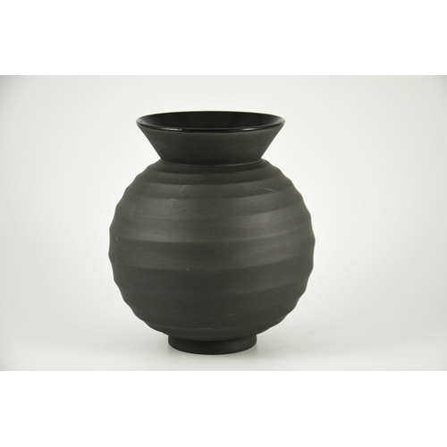 1398 - Nick Munro for Wedgwood, a black basalt vase, 1999, fluted spherical form with conical flared rim, p... 