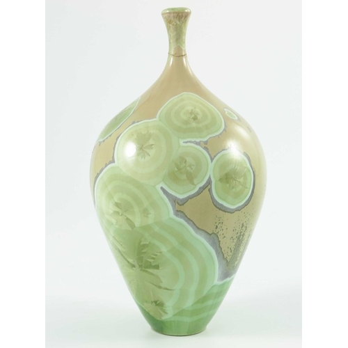 1422 - Peter Ilsley, a studio pottery crystalline vase, elongated balloon form, together with three other c... 