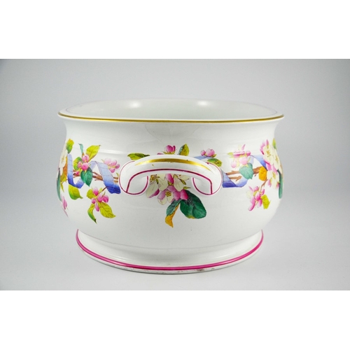 1436 - A Minton footbath, 1888, oval baluster form with two handles, printed and painted with a wreath of r... 