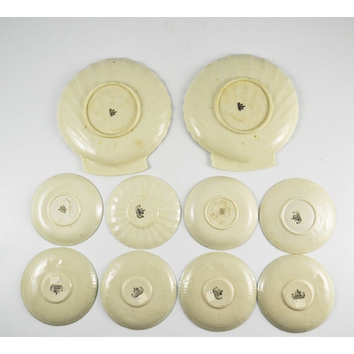 1438 - A Collection of Six Belleek Saucers, all with black stamp, 2nd mark, 1891/1926, a pair of Belleek 'G... 