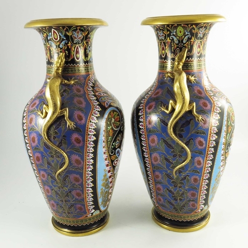 1441 - A Pair of large Copeland Spode Aesthetic movement porcelain vases of baluster form, circa 1891-1910,... 