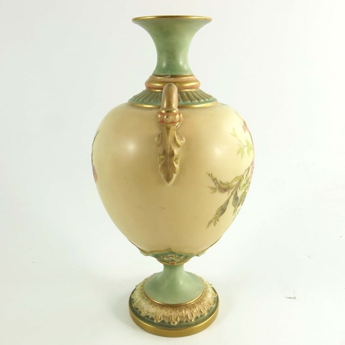 1451 - Two Royal Worcester blush vases, circa 1900, larger bulbous pedestal form, shape 2160, other baluste... 