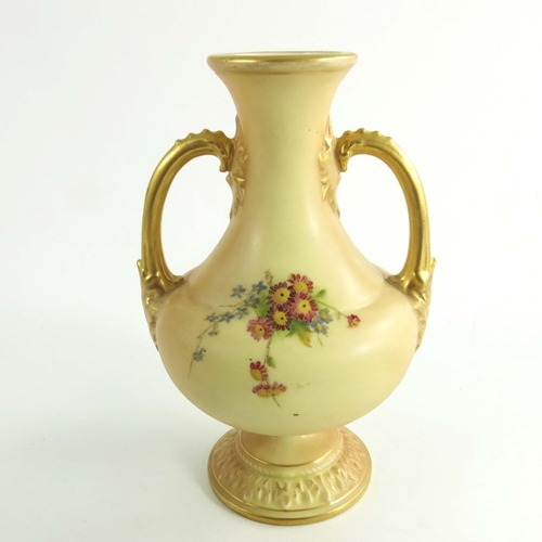 1451 - Two Royal Worcester blush vases, circa 1900, larger bulbous pedestal form, shape 2160, other baluste... 