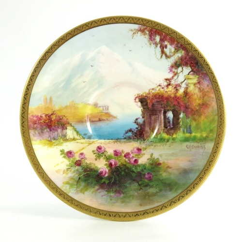 1464 - G H Evans for Royal Worcester, Italian lake scene painted cup and saucer, 1936, 5.5cm high