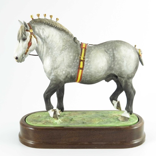 1466 - Doris Lindner for Royal Worcester, a porcelain model of a Percheron Stallion, decorated in coloured ... 