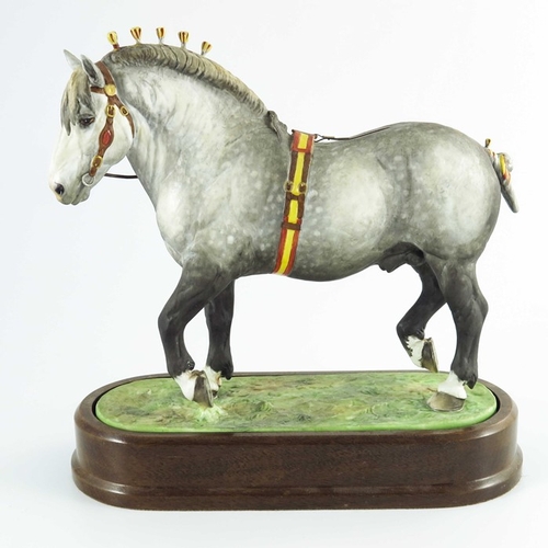 1466 - Doris Lindner for Royal Worcester, a porcelain model of a Percheron Stallion, decorated in coloured ... 