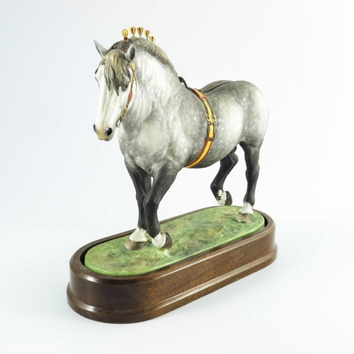 1466 - Doris Lindner for Royal Worcester, a porcelain model of a Percheron Stallion, decorated in coloured ... 