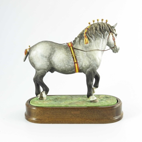 1466 - Doris Lindner for Royal Worcester, a porcelain model of a Percheron Stallion, decorated in coloured ... 