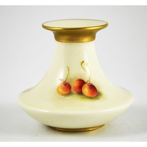 1480 - A Royal Worcester posy vase, 1919, hand painted with plums and damsons on a coloured ground by Ricke... 