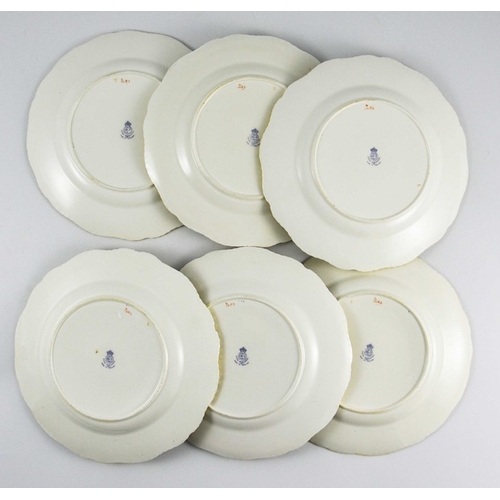 1481 - A set of six Royal Worcester fruit painted cabinet plates, 1937, by Harry Ayrton, of shaped hexagona... 