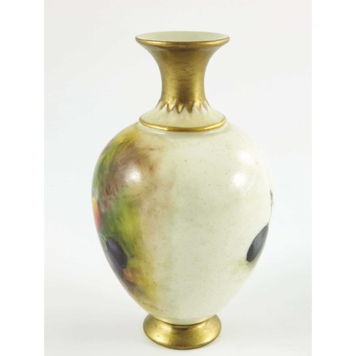 1483 - H Ayrton for Royal Worcester, a fruit painted vase, circa 1927, shouldered ovoid form, decorated wit... 